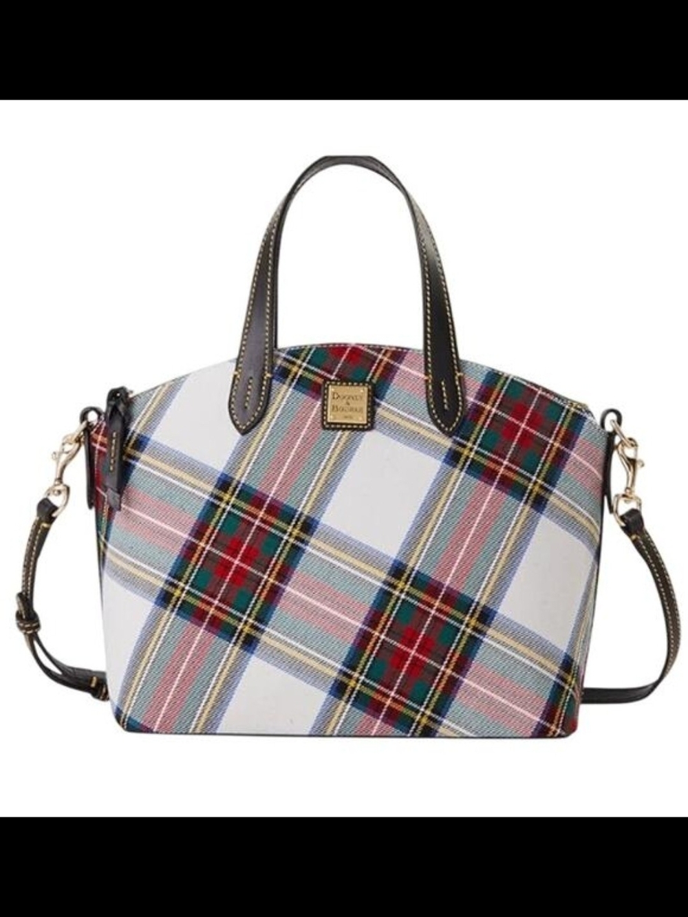 Dooney & Bourke White Plaid Ruby Domed Satchel